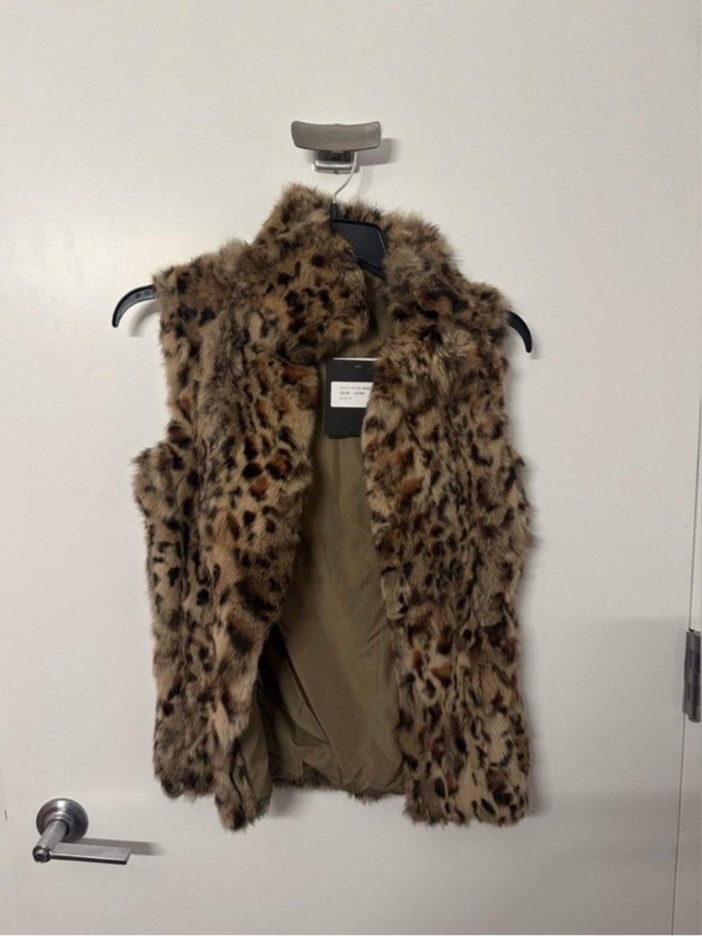 $175! Adrienne Landau Leopard Print Rabbit Fur Vest Size Small FREE SHIPPING